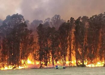 Llegaron un avión hidrante y un helicóptero para colaborar en el combate del fuego en las sierras
