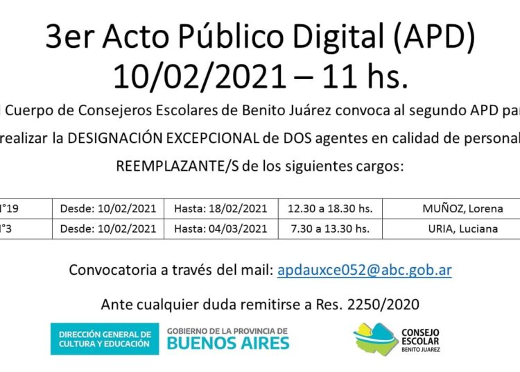 Consejo Escolar, designación excepcional de dos agentes