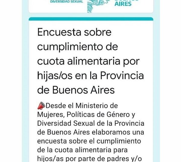 Se elaboró una encuesta sobre el cumplimiento de la cuota alimentaria, cómo contestarla
