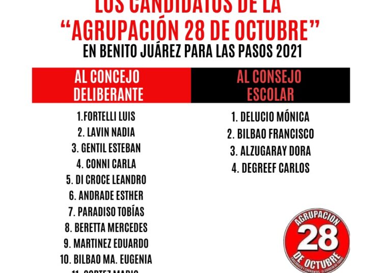 La «28 de Octubre» tiene lista propia y lleva a la interna a la lista de Juntos por el Cambio