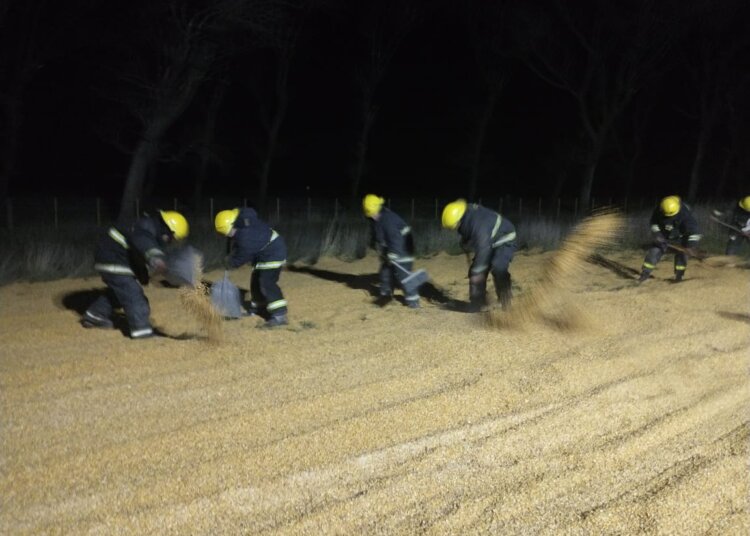 En un vuelco sobre ruta 86 un camión perdió la carga de su acoplado