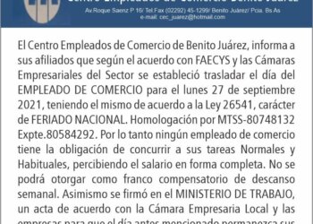 Se trasladó el Día del Empleado de Comercio para este lunes