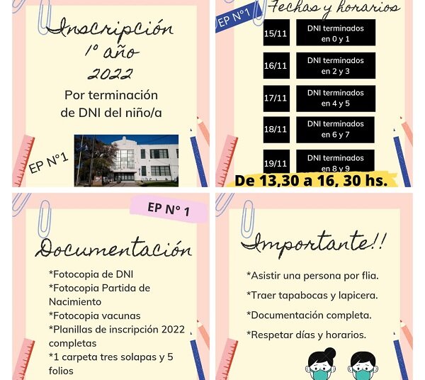 La EP1 abrió la inscripción para el año 2022, días y horarios