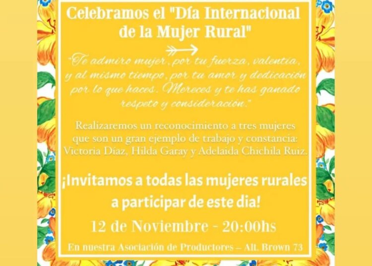 Hoy serán reconocidas tres mujeres rurales en el marco del día Internacional