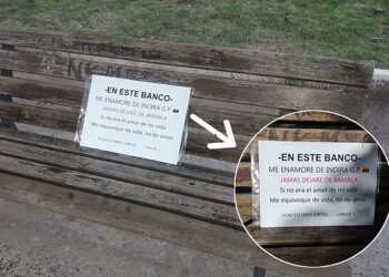 “Jamás dejaré de amarla”: el conmovedor cartel que amaneció en una plaza de Bahía Blanca en el Día de los Enamorados