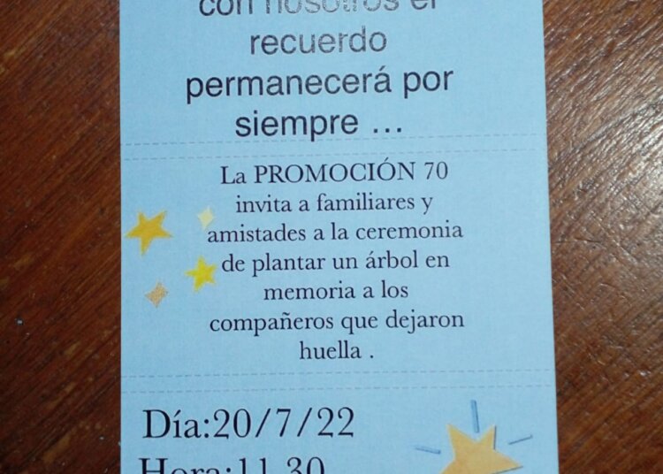 La promoción 70´recordará a sus compañeros fallecidos con la plantación de un arbolito