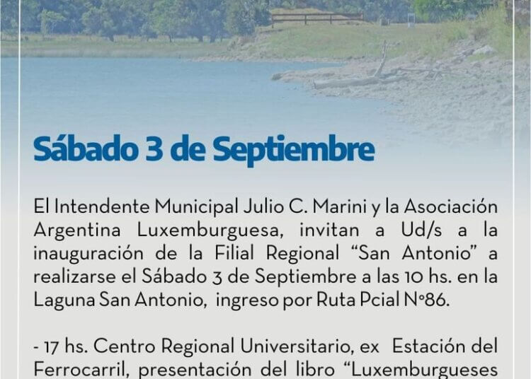 Se inaugura este sábado en la Laguna San Antonio  la Filial Regional