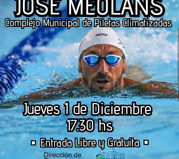 José Meolans estará hoy en el Complejo Municipal de Piletas desde las 17.30 hs