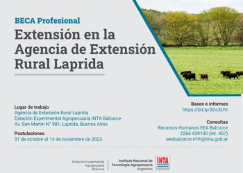 El INTA ofrece una beca profesional para la Extensión Rural Laprida