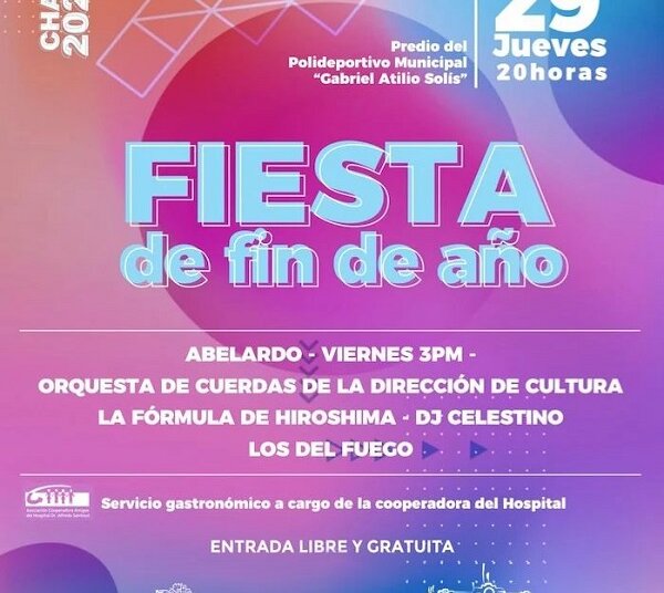 Se despide el año a pura música, hoy desde las 20 en el predio del Polideportivo