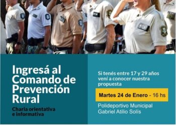 Ingreso 2023 al Comando de Prevención Rural, charla el próximo martes a las 16 hs