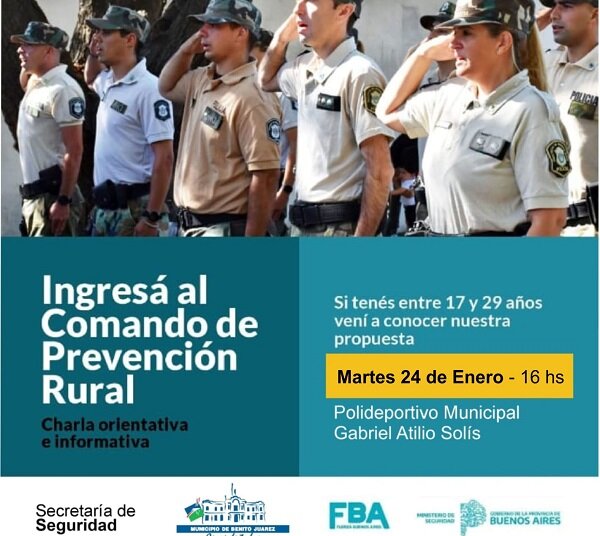 Ingreso 2023 al Comando de Prevención Rural, charla el próximo martes a las 16 hs