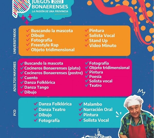 Juegos Bonaerenses 2023: inscribite en disciplinas culturales
