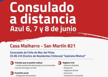 El Consulado de Chile de Mar del Plata estará el 6, 7 y 8 de junio en Azul