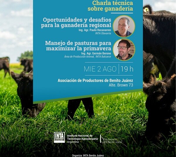 Profesionales del INTA darán una charla técnica sobre Ganadería