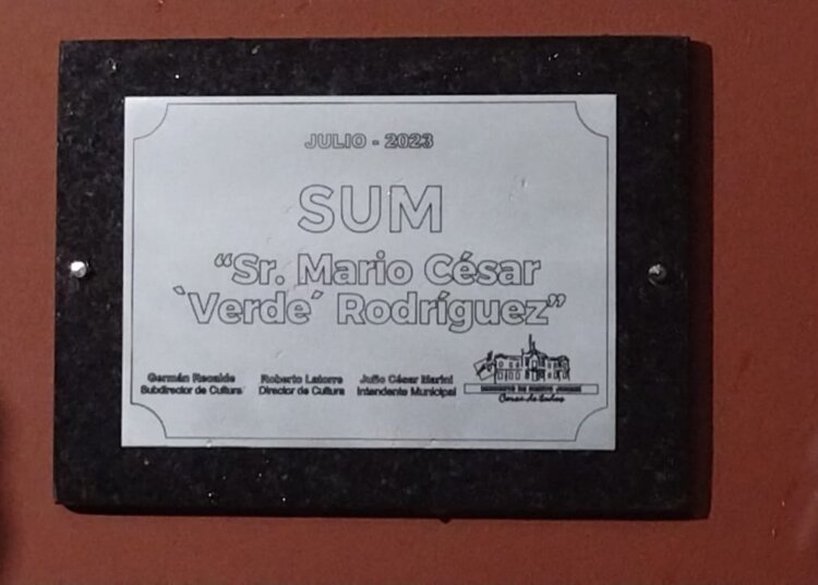 El SUM del «Centro Cultural» lleva el nombre de Mario «Verde» Rodríguez