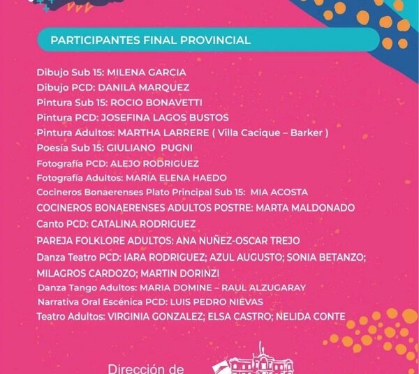 Bonaerenses: 17 disciplinas culturales estarán en las finales en Mar del Plata