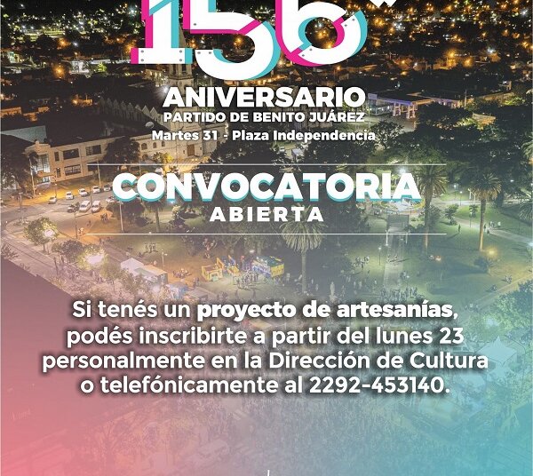 156 Aniversario del partido se abrió convocatoria para Artesanos y Gastronómicos