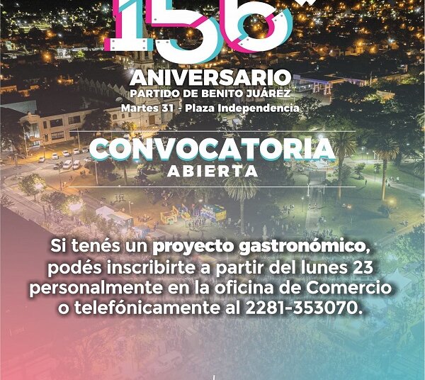 156 Aniversario del partido se abrió convocatoria para Artesanos y Gastronómicos