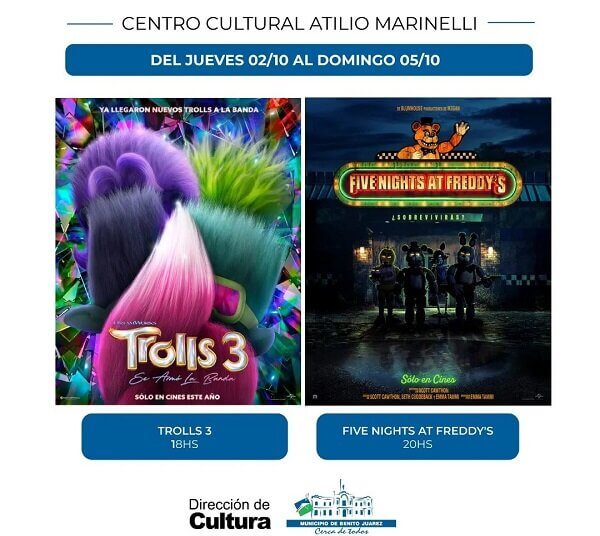 En el Marinelli desde hoy Trolls 3 y Five Nigths At Freddys