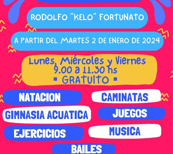 Mañana comienza la Colonia Municipal de Adultos Rodolfo «Kelo» Fortunato