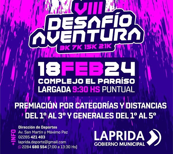 Se viene el VIII Desafío Aventura 2024 en el Complejo El Paraíso de Laprida