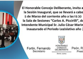 Se realiza mañana la Sesión Inaugural del Honorable Concejo Deliberante