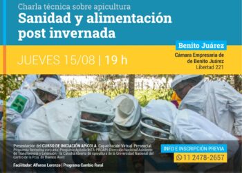 Charla sobre apicultura: Se hablará sobre manejo sanitario y nutricional y el curso de iniciación apícola