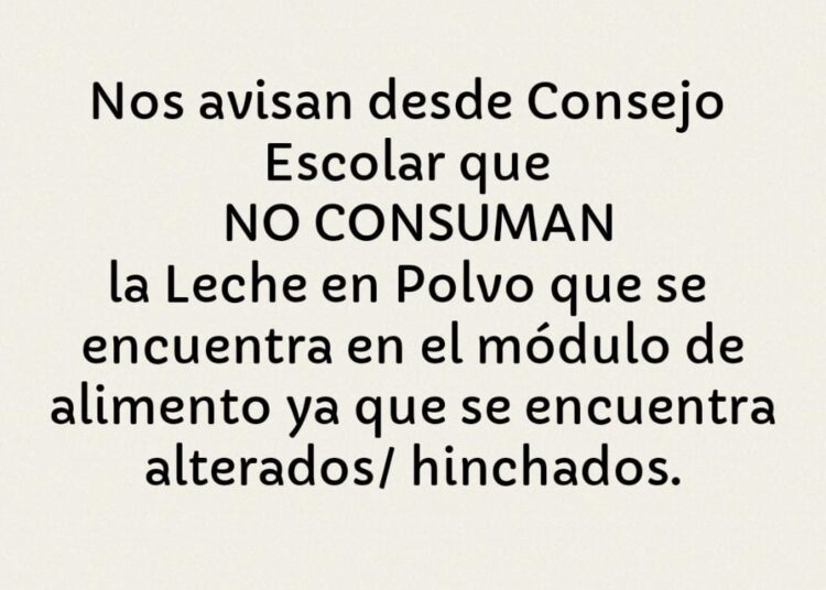 Desde el Concejo Escolar de Juárez, advierten no consumir la leche en polvo «Reina del Prado»