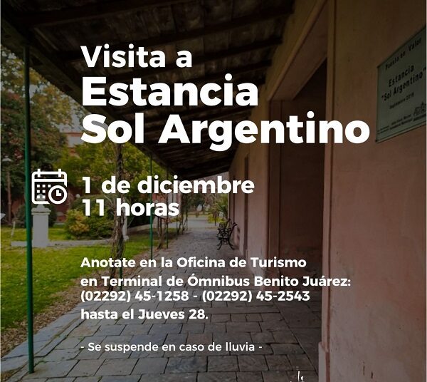 Visita a Estacia Sol Argentino este 1 de diciembre desde las 11 hs