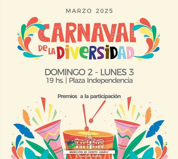 El CARNAVAL DE LA DIVERSIDAD 2025 se realizará el 2 y 3 de marzo