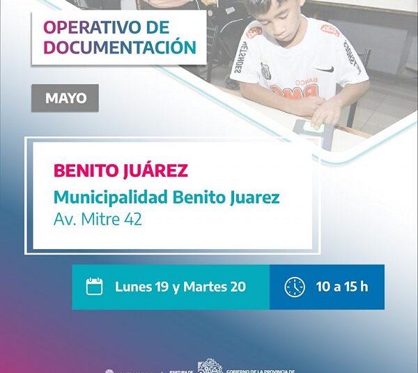El Registro de las Personas realizará un Operativo Documentación en Benito Juárez