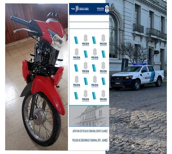 Prensa Policial,  fue encontrada una moto en la banquina de Ruta 74