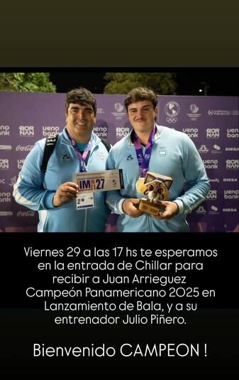 CHILLAR RECIBE A JUAN ARRIEGUEZ.