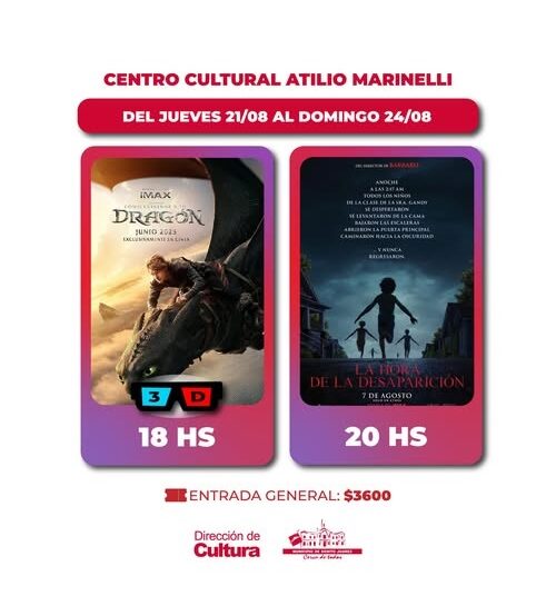 NUEVAS PROPUESTAS para este finde en la pantalla del ATILIO MARINELLI