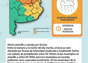 Alerta amarilla y naranja por lluvias