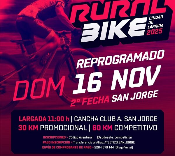 FUE REPROGRAMADA LA 2ª FECHA DEL CAMPEONATO REGIONAL DE RURAL BIKE CIUDAD DE LAPRIDA
