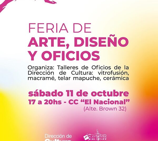 Este sábado se realiza la Feria de Arte, Diseño y Oficios de la Dirección de Cultura