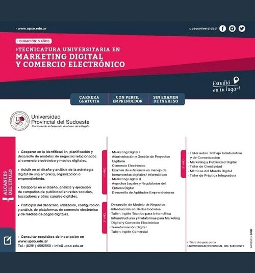 “TECNICATURA UNIVERSITARIA EN MARKETING DIGITAL Y COMERCIO ELECTRONICO”