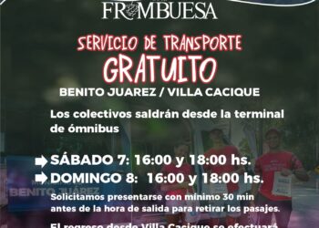 Días y horarios de combis gratuitas para la Fiesta de la Frambuesa