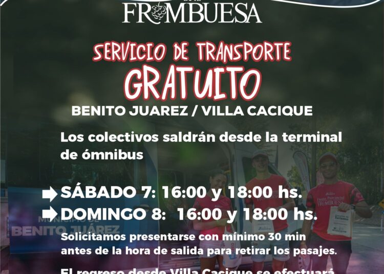 Días y horarios de combis gratuitas para la Fiesta de la Frambuesa