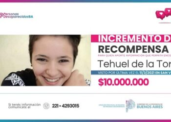Incremento de Recompensa para dar con el paradero de Tehuel de la Torre