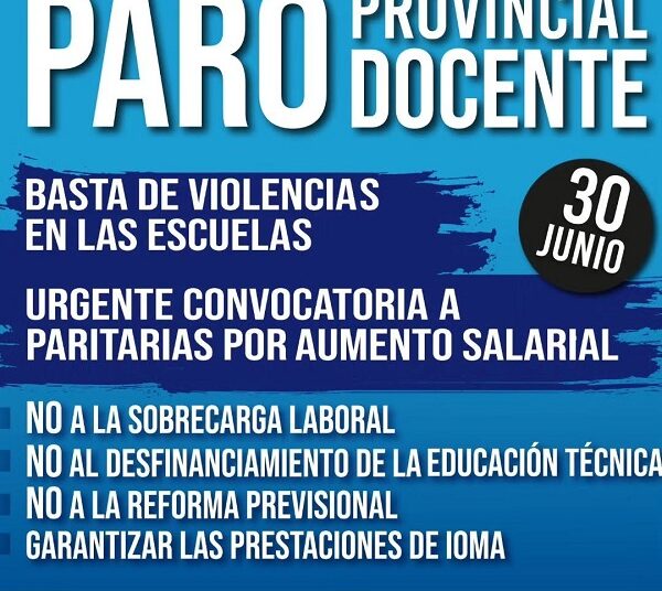 MAÑANA MARTES HABRÁ PARO DOCENTE