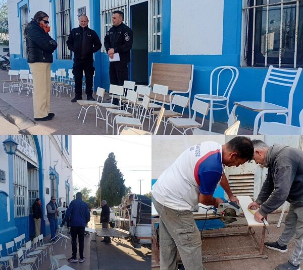 Internos de la Unidad 7 de Azul restauraron mobiliario y juegos para el comedor Puertas Abiertas